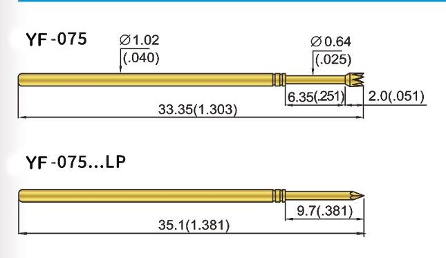 उच्च चालकता टिकाऊ पीतल बैरल वसंत परीक्षण जांच सटीक परीक्षण आईसीटी अनुप्रयोगों के लिए